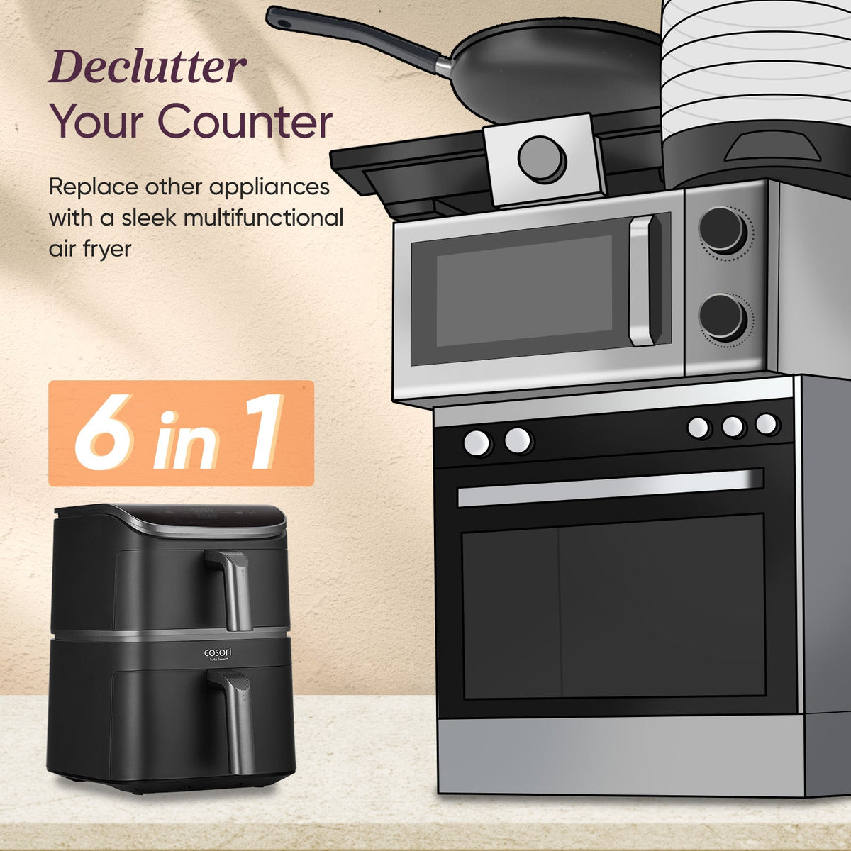 Cosori Turbo Towerโข 10.8-L Air Fryer Standard