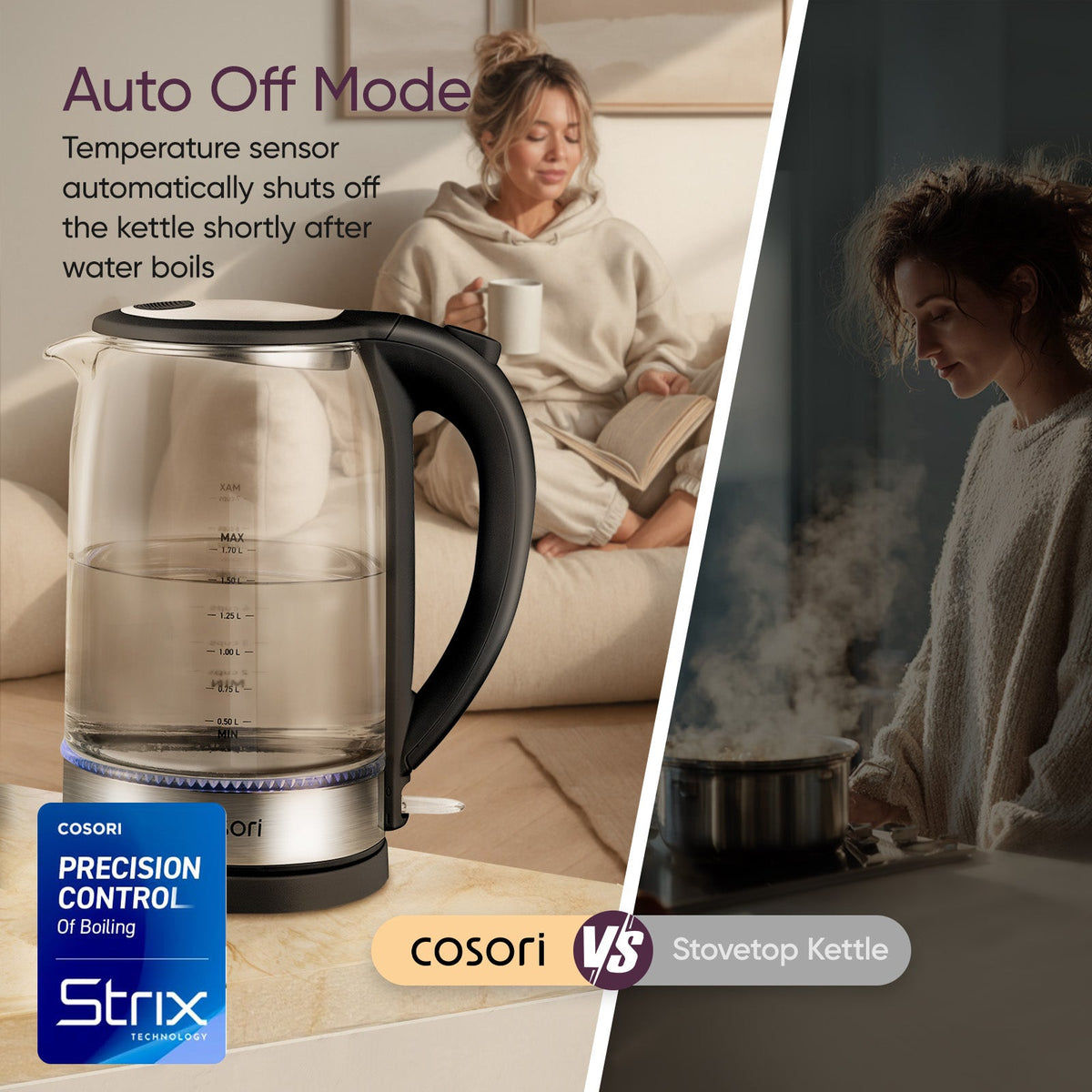 COSORI 1.7L Electric Glass Kettle
